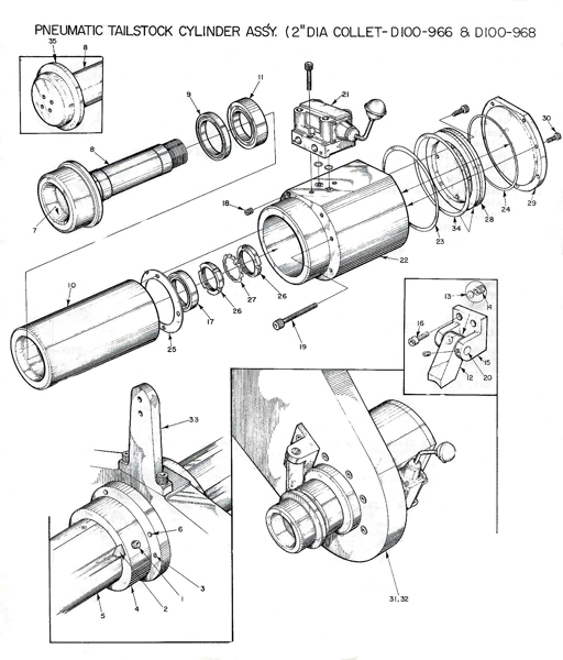 Picture of WINDERS PLATE WC-5 PNEUMATIC TAILSTOCK ASSY - USED ON 125, 131, 148 AND 160