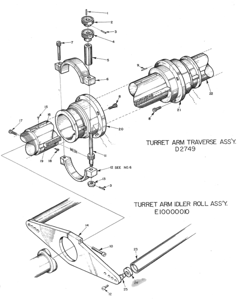 Picture of WINDERS PLATE WC-2 TURRET ARM IDLER ROLL AND TRAVERSE ASSY